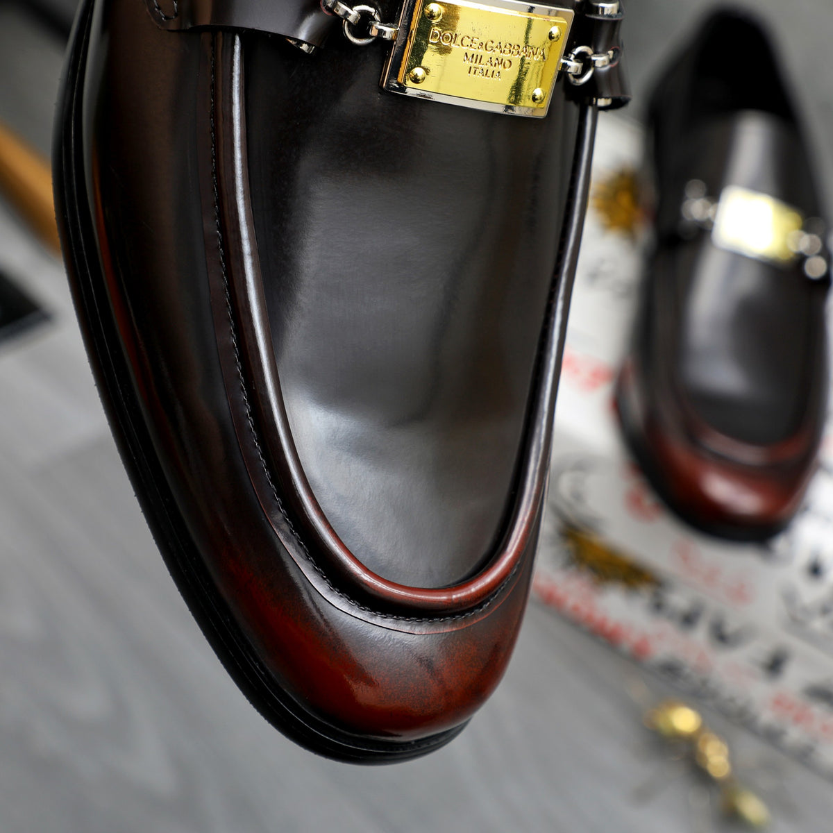Dolce & Gabbana DG Men's Business Slip-On Dress Shoes with Metal Buckle