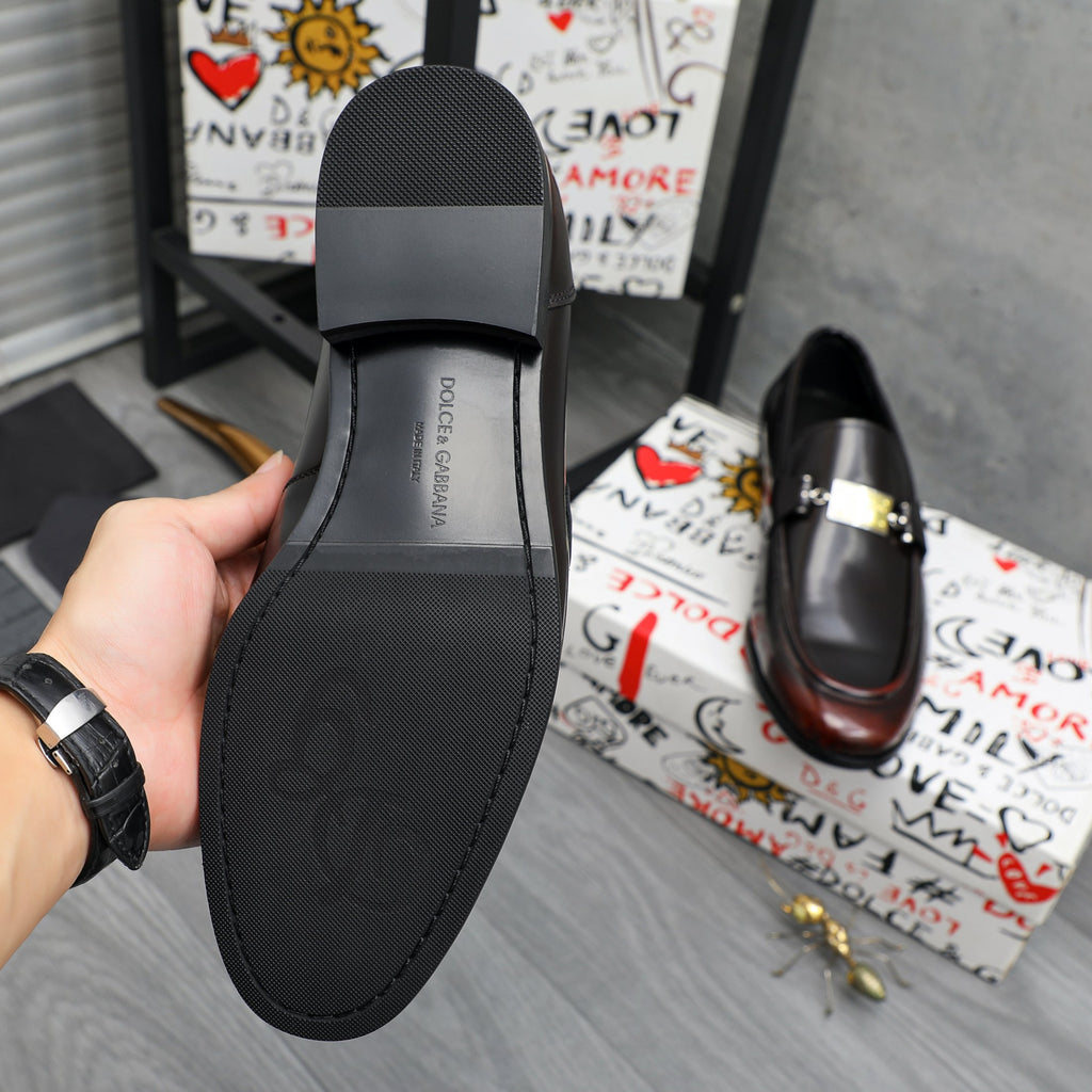 Dolce & Gabbana DG Men's Business Slip-On Dress Shoes with Metal Buckle