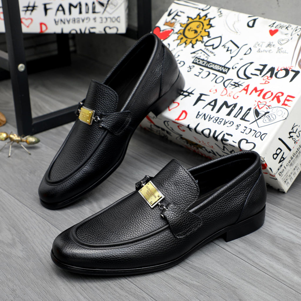 Dolce & Gabbana DG Men's Business Slip-On Dress Shoes with Metal Buckle