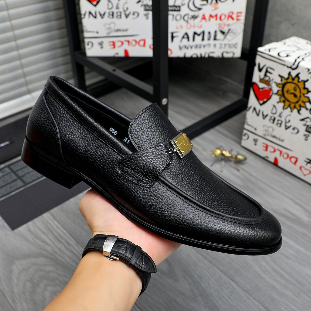 Dolce & Gabbana DG Men's Business Slip-On Dress Shoes with Metal Buckle