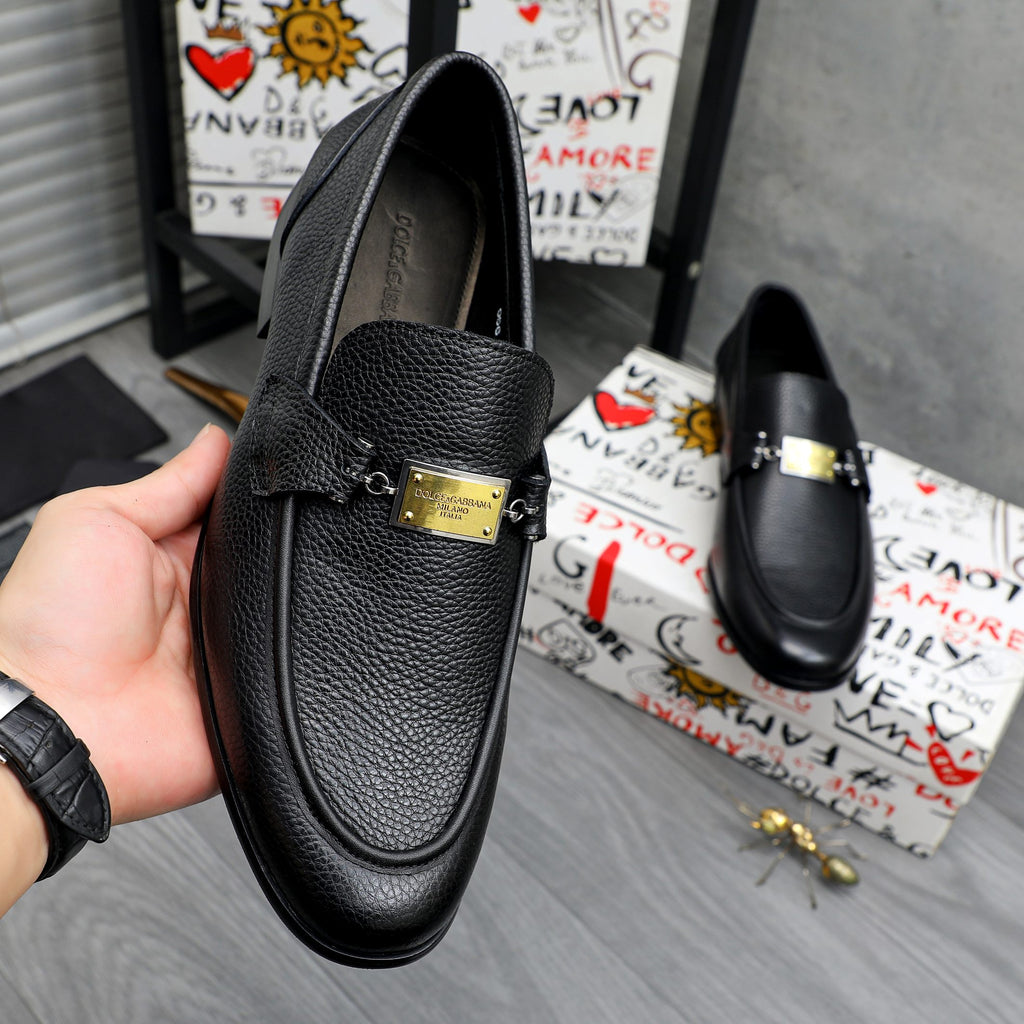 Dolce & Gabbana DG Men's Business Slip-On Dress Shoes with Metal Buckle