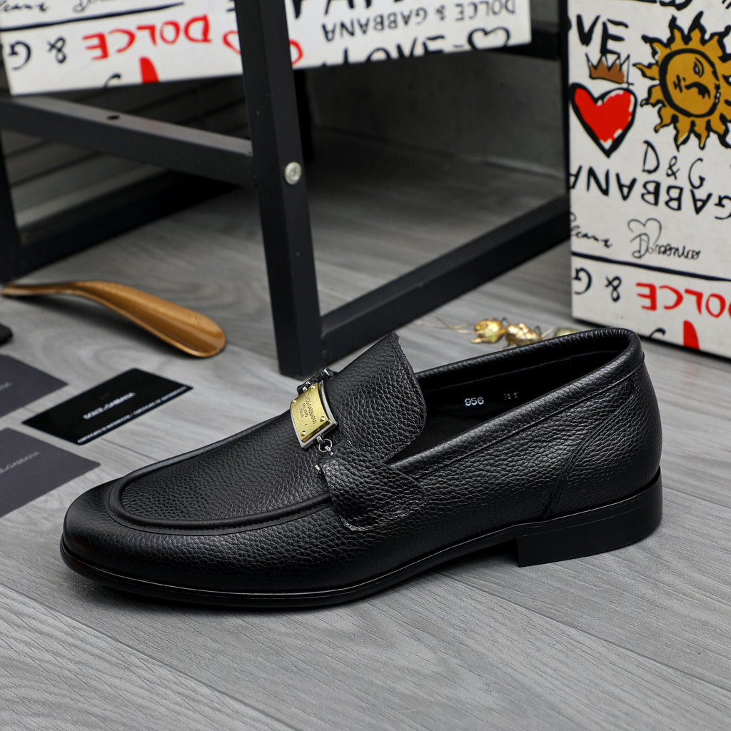 Dolce & Gabbana DG Men's Business Slip-On Dress Shoes with Metal Buckle