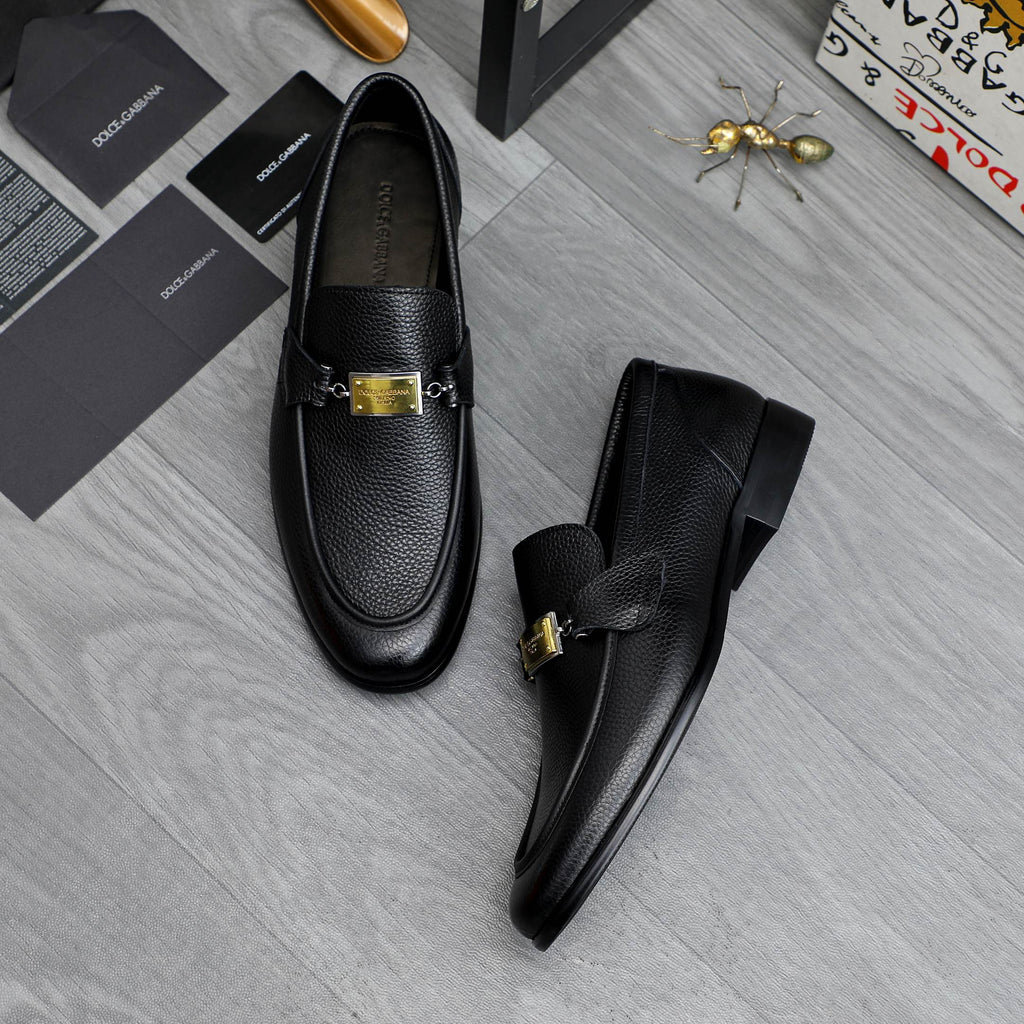 Dolce & Gabbana DG Men's Business Slip-On Dress Shoes with Metal Buckle