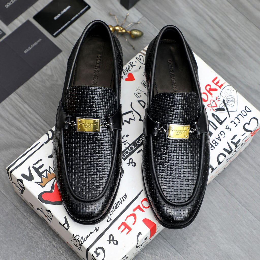 Dolce & Gabbana DG Men's Business Slip-On Dress Shoes with Metal Buckle