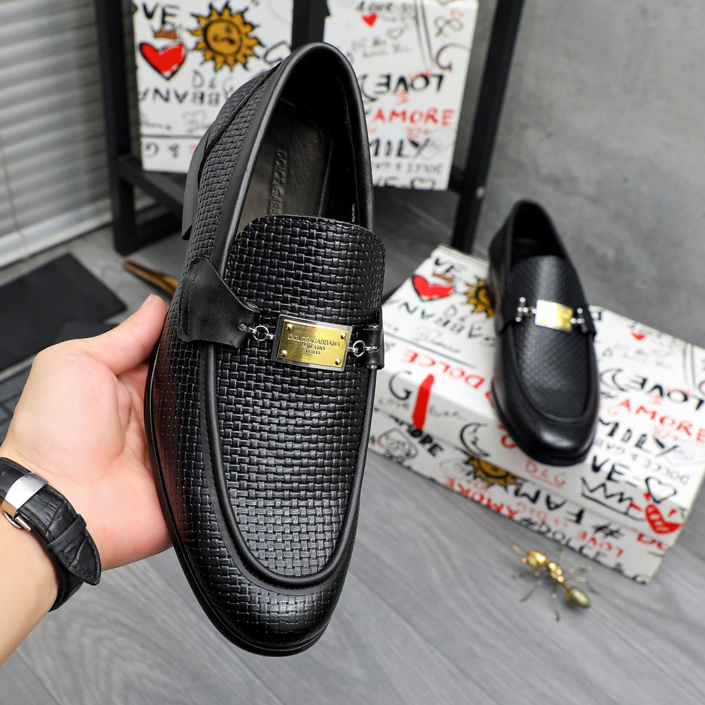 Dolce & Gabbana DG Men's Business Slip-On Dress Shoes with Metal Buckle