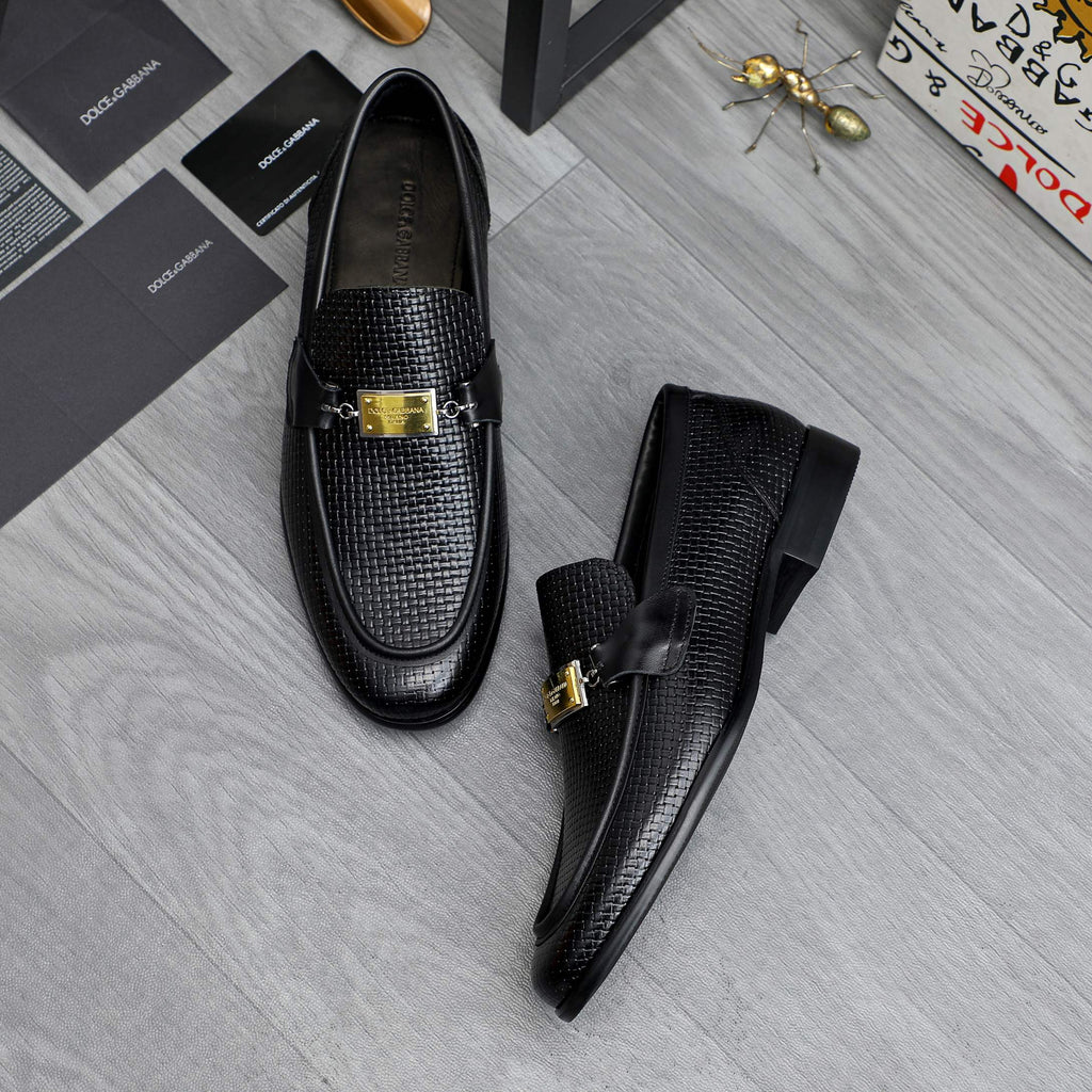Dolce & Gabbana DG Men's Business Slip-On Dress Shoes with Metal Buckle
