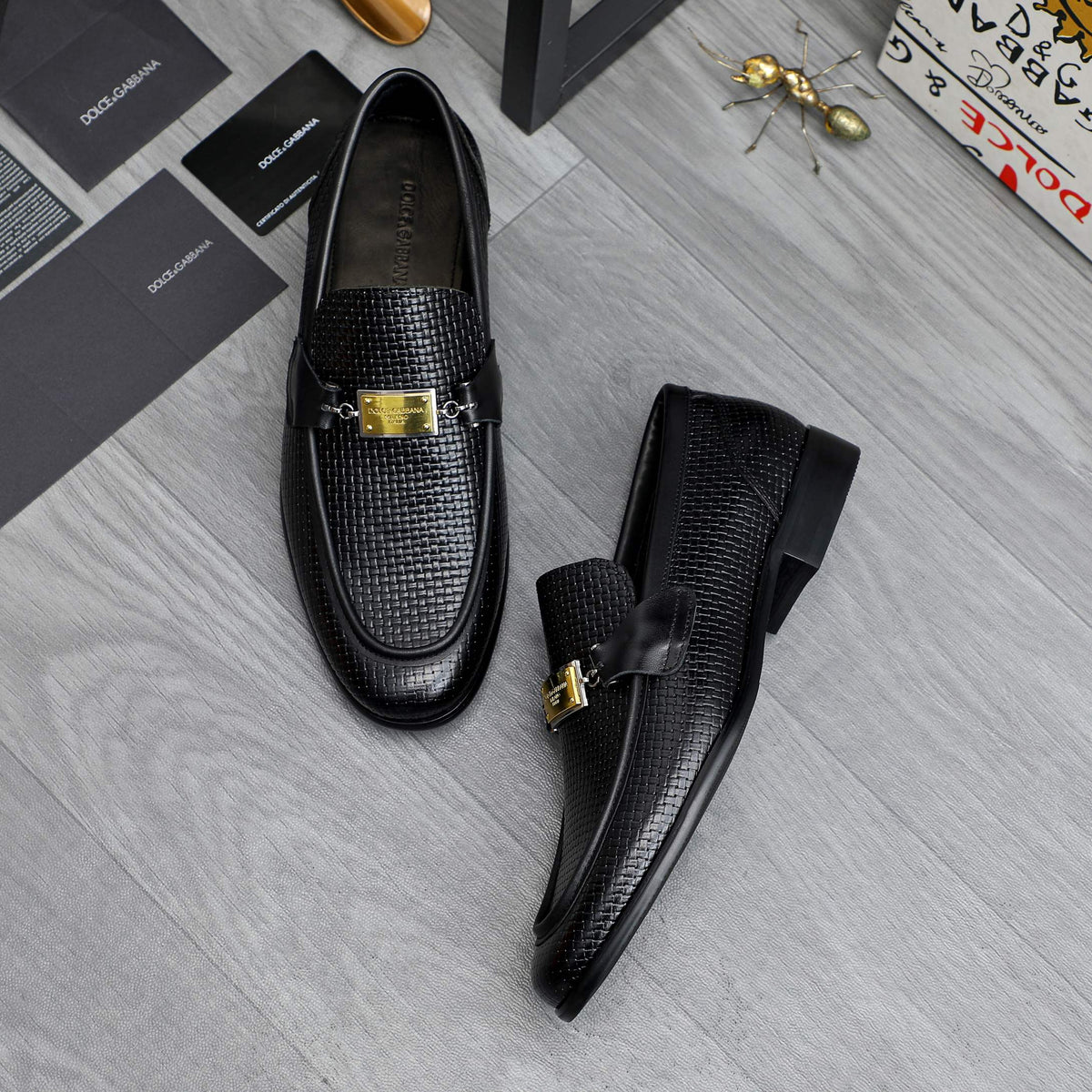 Dolce & Gabbana DG Men's Business Slip-On Dress Shoes with Metal Buckle