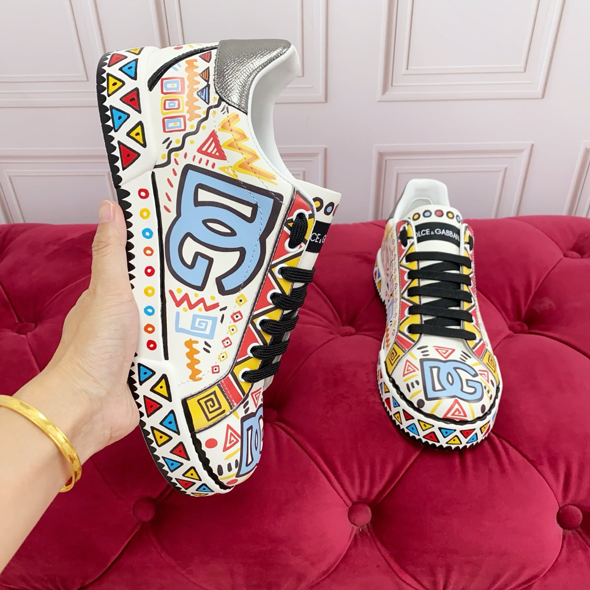 Dolce & Gabbana DG Heavy-Craft Calfskin Sneakers with 5D Accents