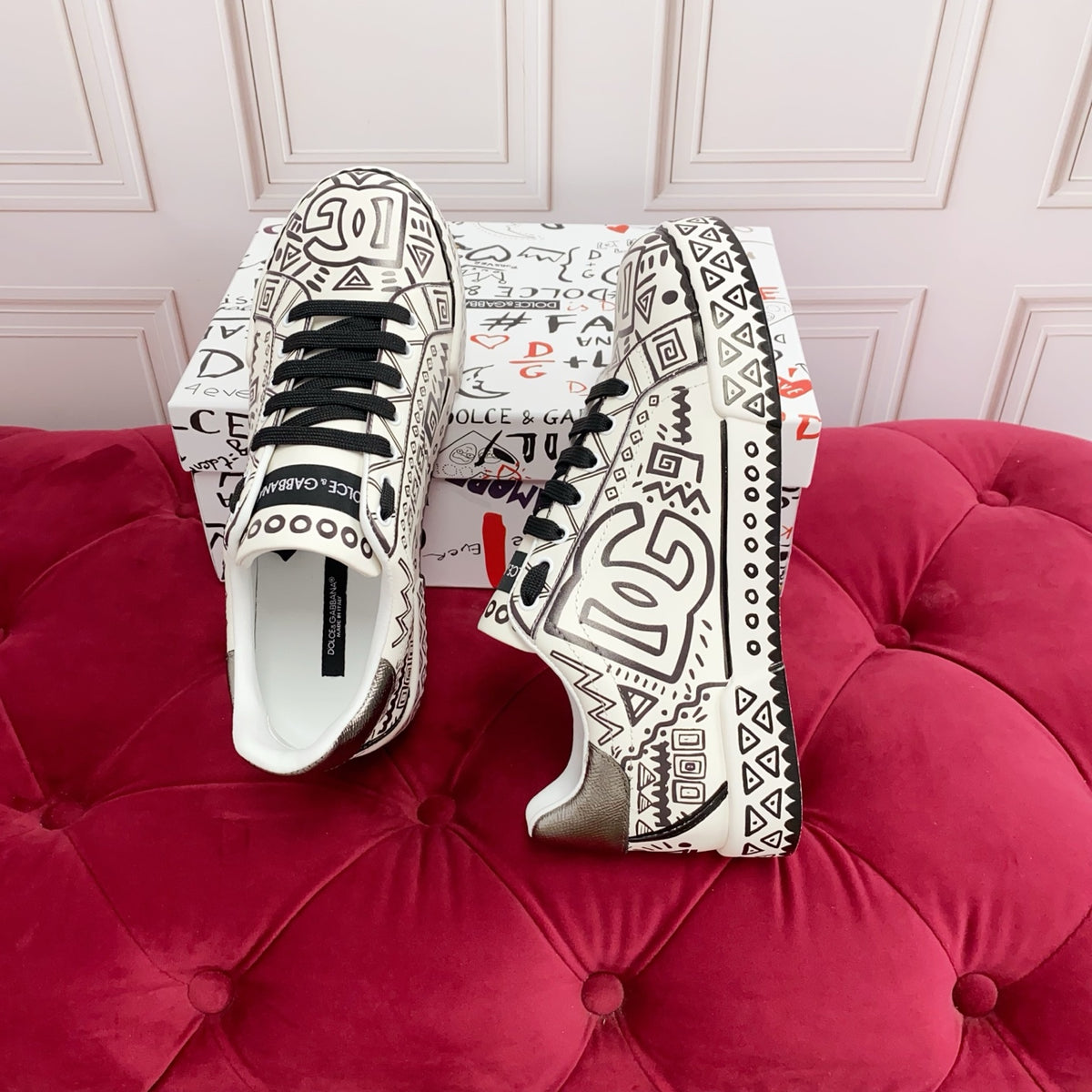 Dolce & Gabbana DG Heavy-Craft Calfskin Sneakers with 5D Accents