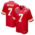 Men's Kansas City Chiefs Harrison Butker #7 Red Super Bowl LVII Patch Game Jerseys