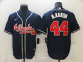 Men's Atlanta Braves Hank Aaron #44 Navy Replica Jerseys