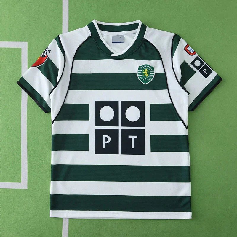 Sporting CP 2001/03 Home Retro Kids Kit – Green & White | Classic Youth Football Set | C. Ronaldo Era
