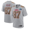 Men's Kansas City Chiefs Travis Kelce #87 Gray Super Bowl LVII Patch Atmosphere Fashion Game Jerseys