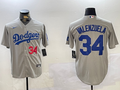 Men's Los Angeles Dodgers Fernando Valenzuela #34 Gray Replica Baseball Jerseys