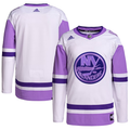 Men's New York Islanders White/Purple Hockey Fights Cancer Primegreen Authentic Blank Practice Jerseys
