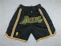 Men's Los Angeles Lakers Black Pro Shorts1 Stitched Size S-XXL