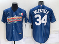 Men's Los Angeles Dodgers Fernando Valenzuela #34 Blue Fashion Stitched Jerseys