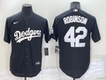 Men's Los Angeles Dodgers Jackie Robinson #42 Black Replica Baseball Jerseys