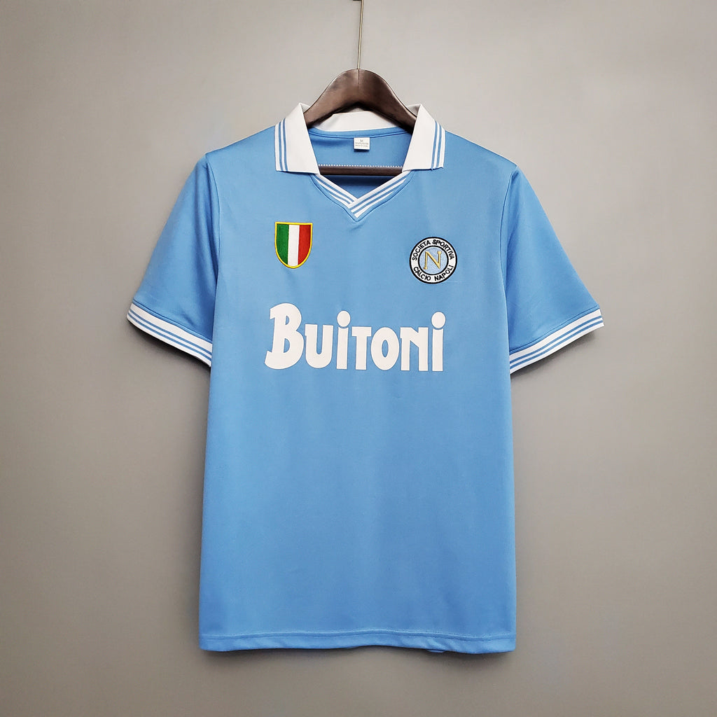 Napoli 1986-87 Home Retro Jersey – Sky Blue Buitoni Maradona First Scudetto Football Shirt