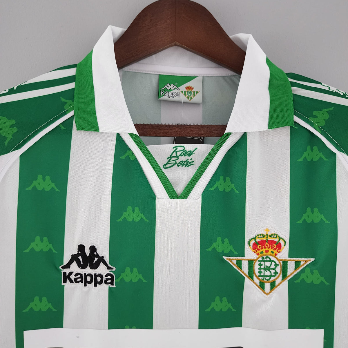 Real Betis 1995-97 Home Retro Jersey – Kappa Green White Stripe Jacquard Kit | Alfonso Finidi KELIA Era