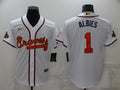 Men's Atlanta Braves Ozzie Albies #1 White Replica Game Jerseys