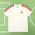 Manchester United Retro Heritage Training T-Shirt Fan Version 2024/25 – Cream White Red Adidas Stripe