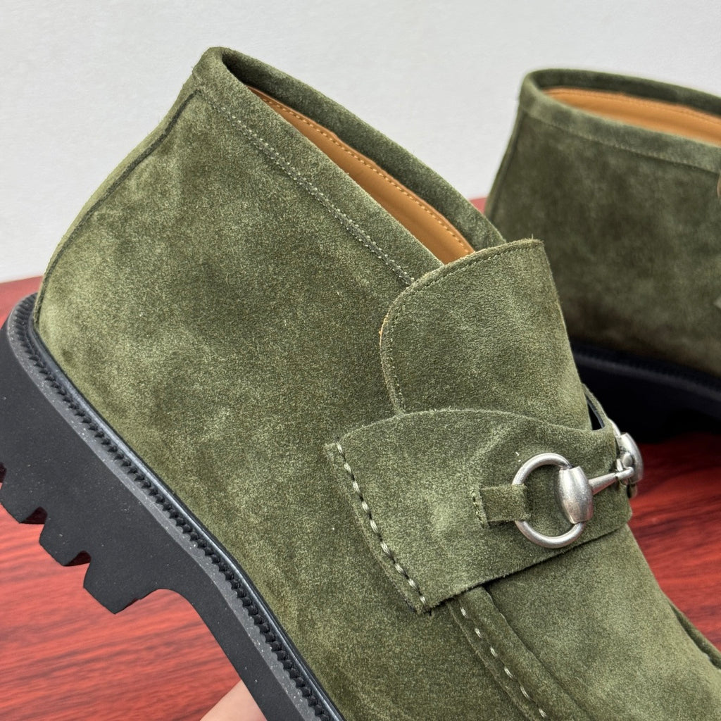 Gucci Men's Horsebit Chunky Ankle Boots Green
