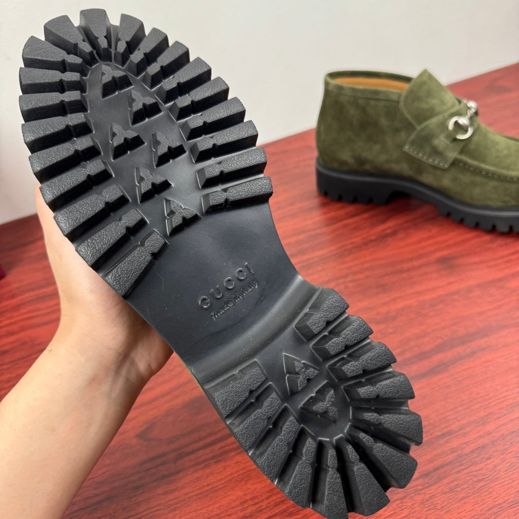 Gucci Men's Horsebit Chunky Ankle Boots Green