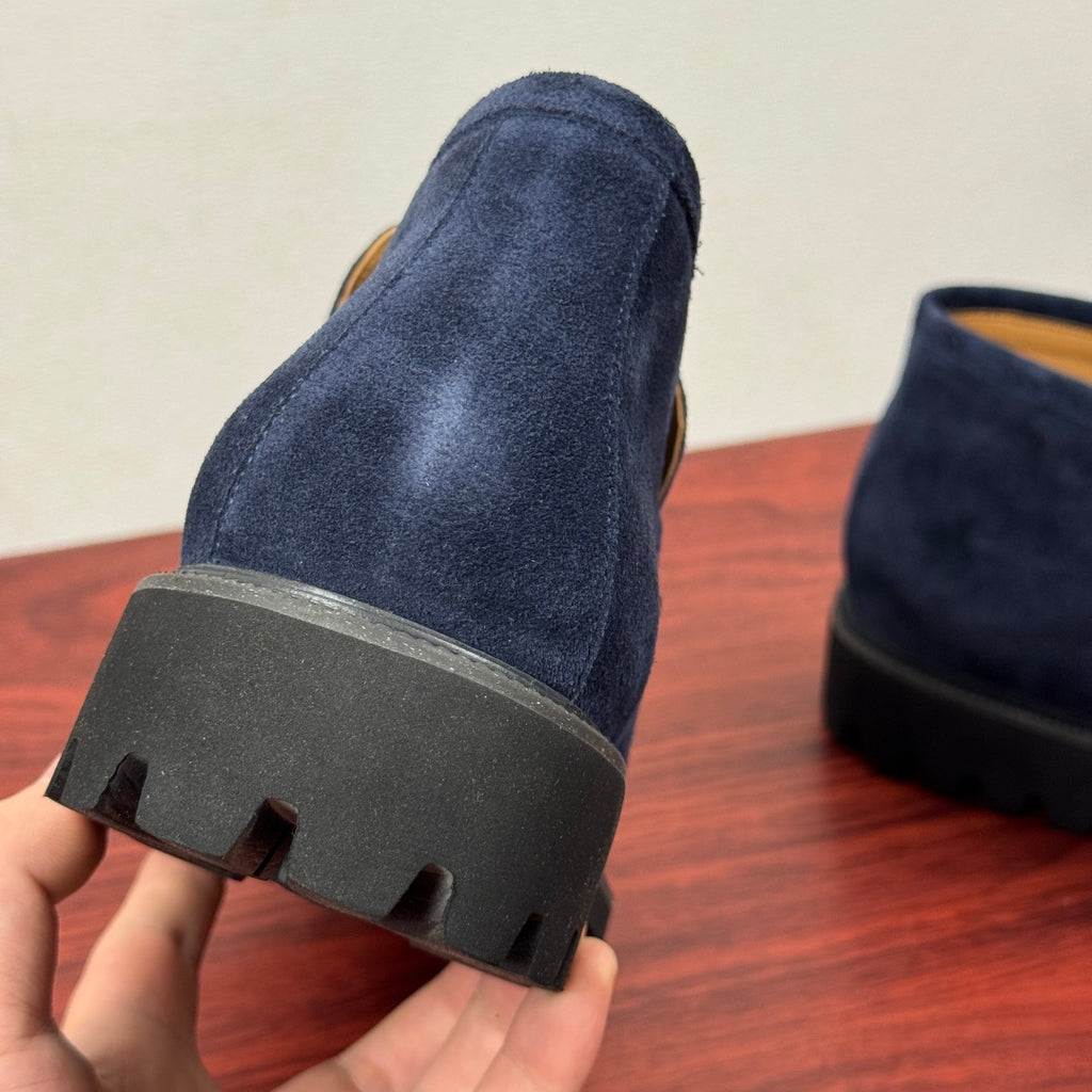 Gucci Men's Horsebit Chunky Ankle Boots Blue
