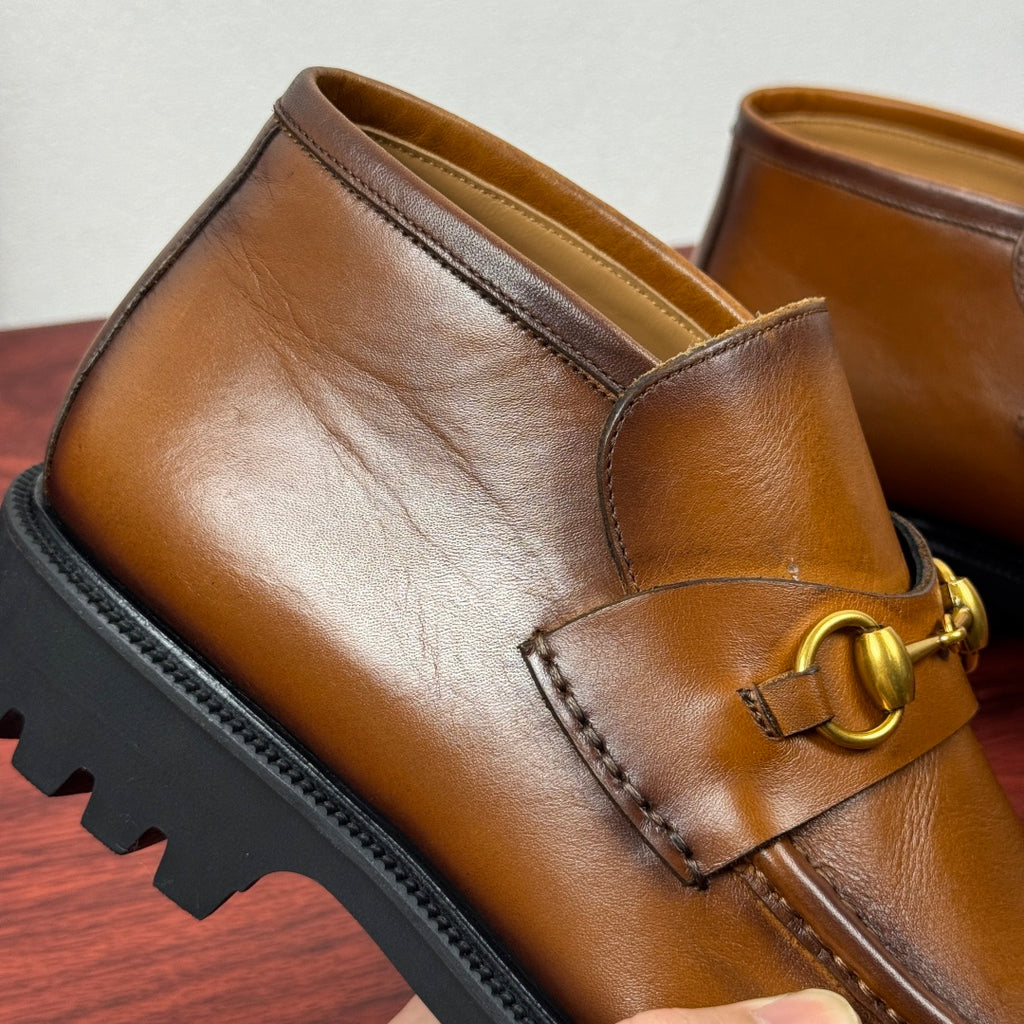 Gucci Men's Horsebit Chunky Ankle Boots Brown