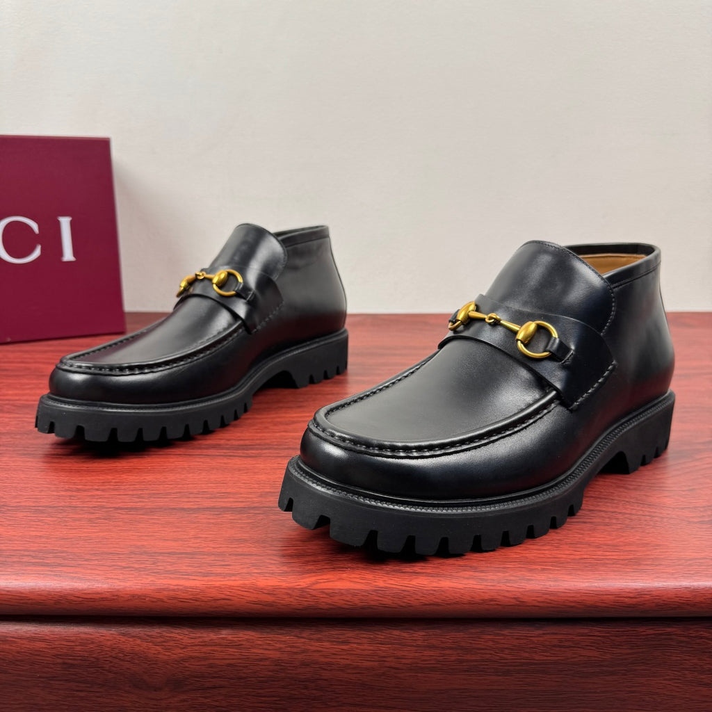 Gucci Men's Horsebit Chunky Ankle Boots Black