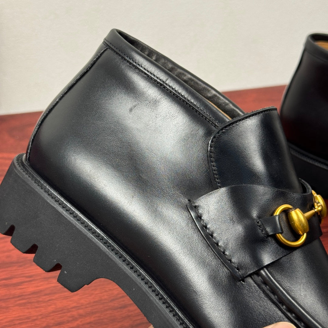 Gucci Men's Horsebit Chunky Ankle Boots Black