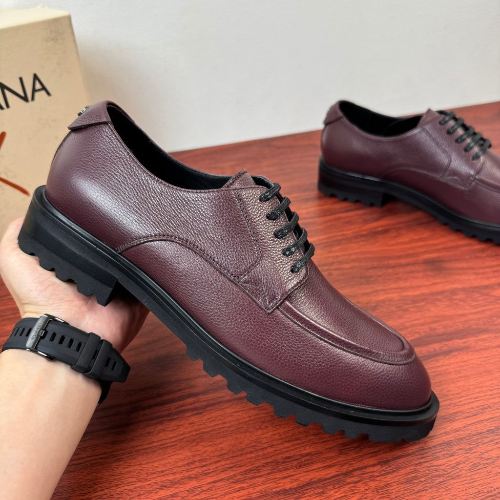 Dolce & Gabbana DG Men's Pebbled Leather Derby Shoes (Day Classic) Burgundy