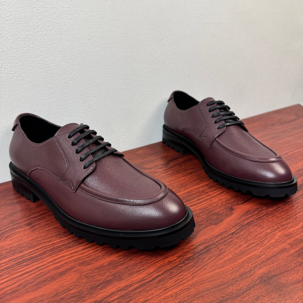 Dolce & Gabbana DG Men's Pebbled Leather Derby Shoes (Day Classic) Burgundy