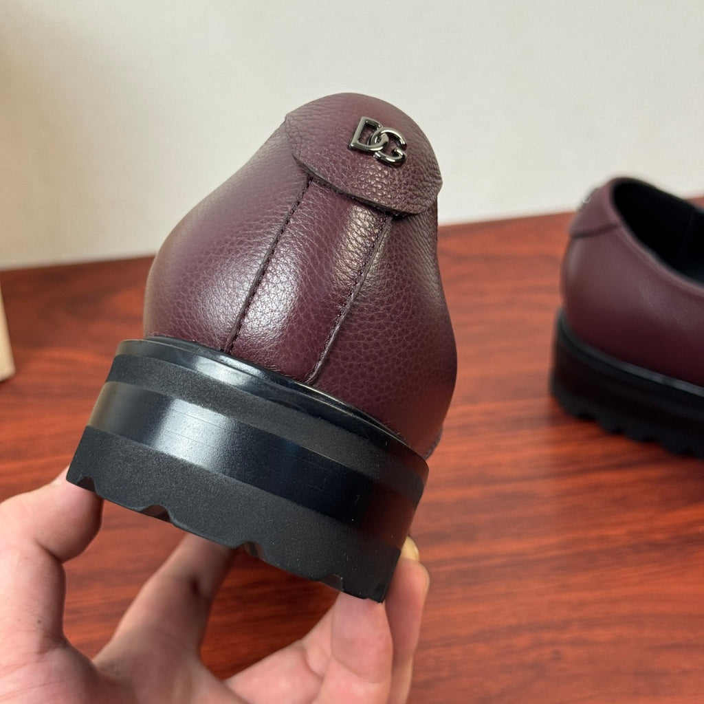 Dolce & Gabbana DG Men's Pebbled Leather Derby Shoes (Day Classic) Burgundy