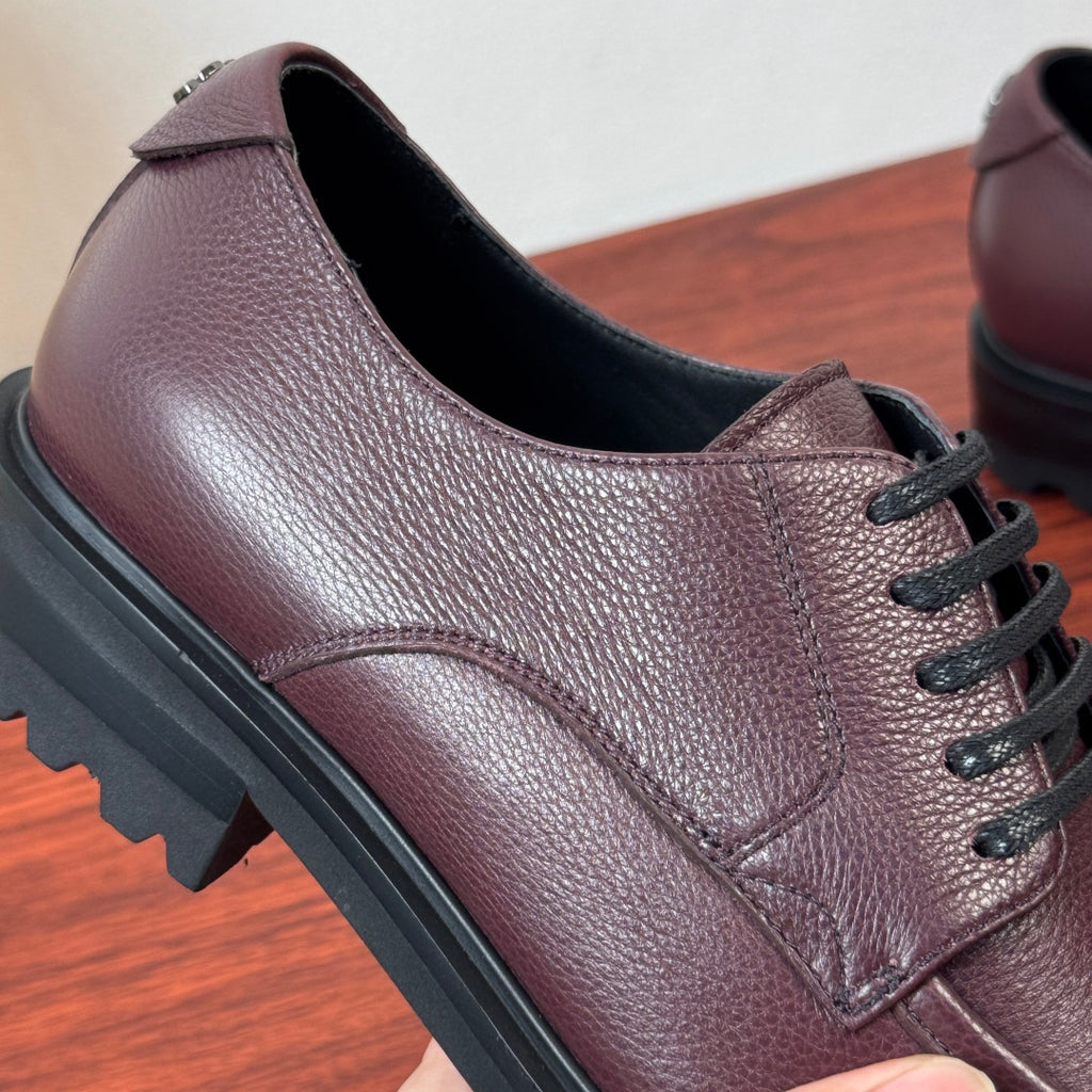 Dolce & Gabbana DG Men's Pebbled Leather Derby Shoes (Day Classic) Burgundy