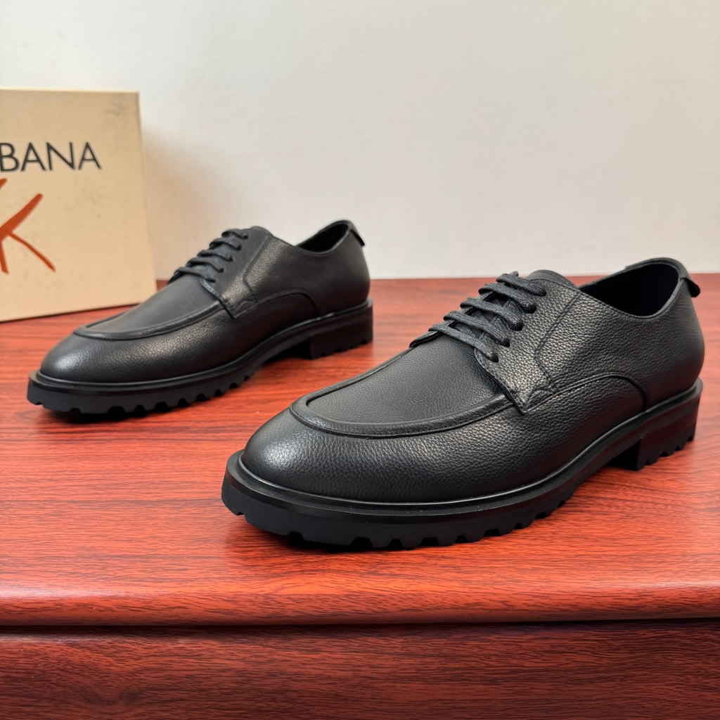 Dolce & Gabbana DG Men's Pebbled Leather Derby Shoes (Day Classic) Black