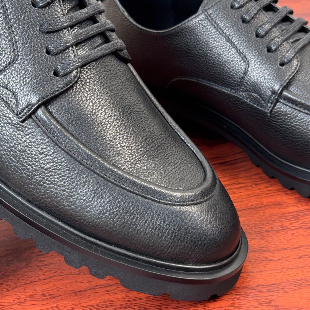 Dolce & Gabbana DG Men's Pebbled Leather Derby Shoes (Day Classic) Black