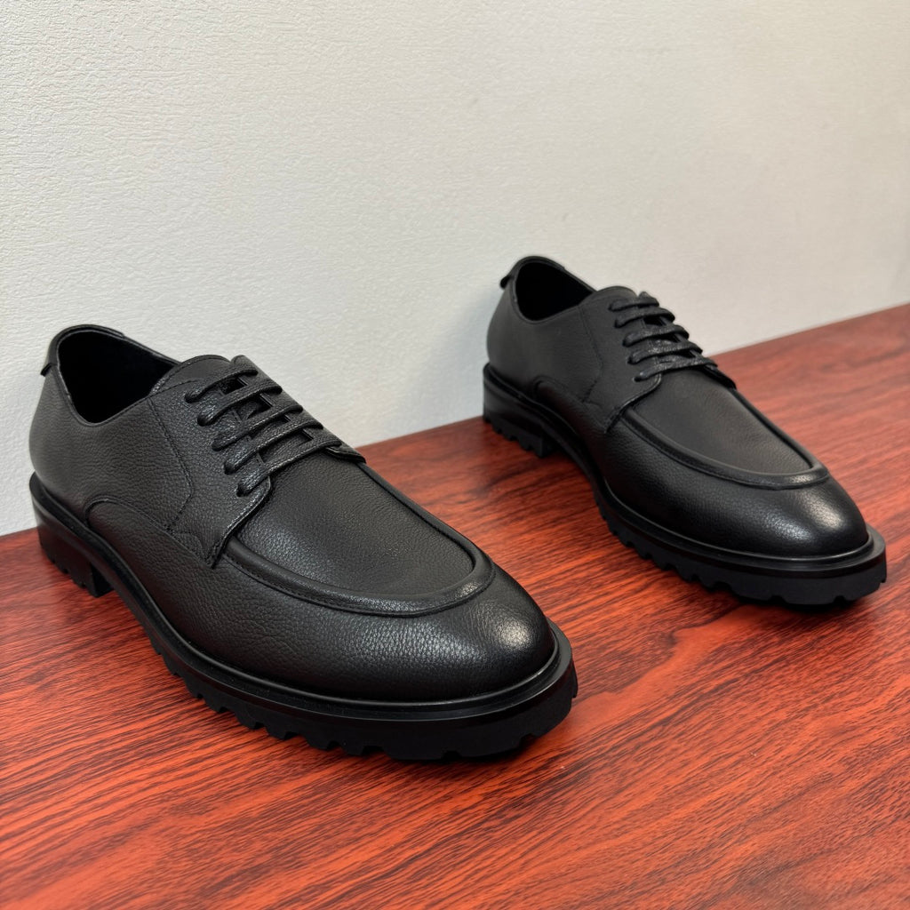 Dolce & Gabbana DG Men's Pebbled Leather Derby Shoes (Day Classic) Black