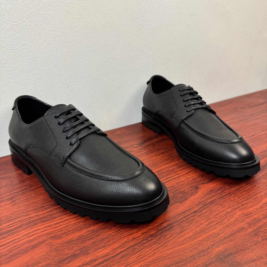 Dolce & Gabbana DG Men's Pebbled Leather Derby Shoes (Day Classic) Black