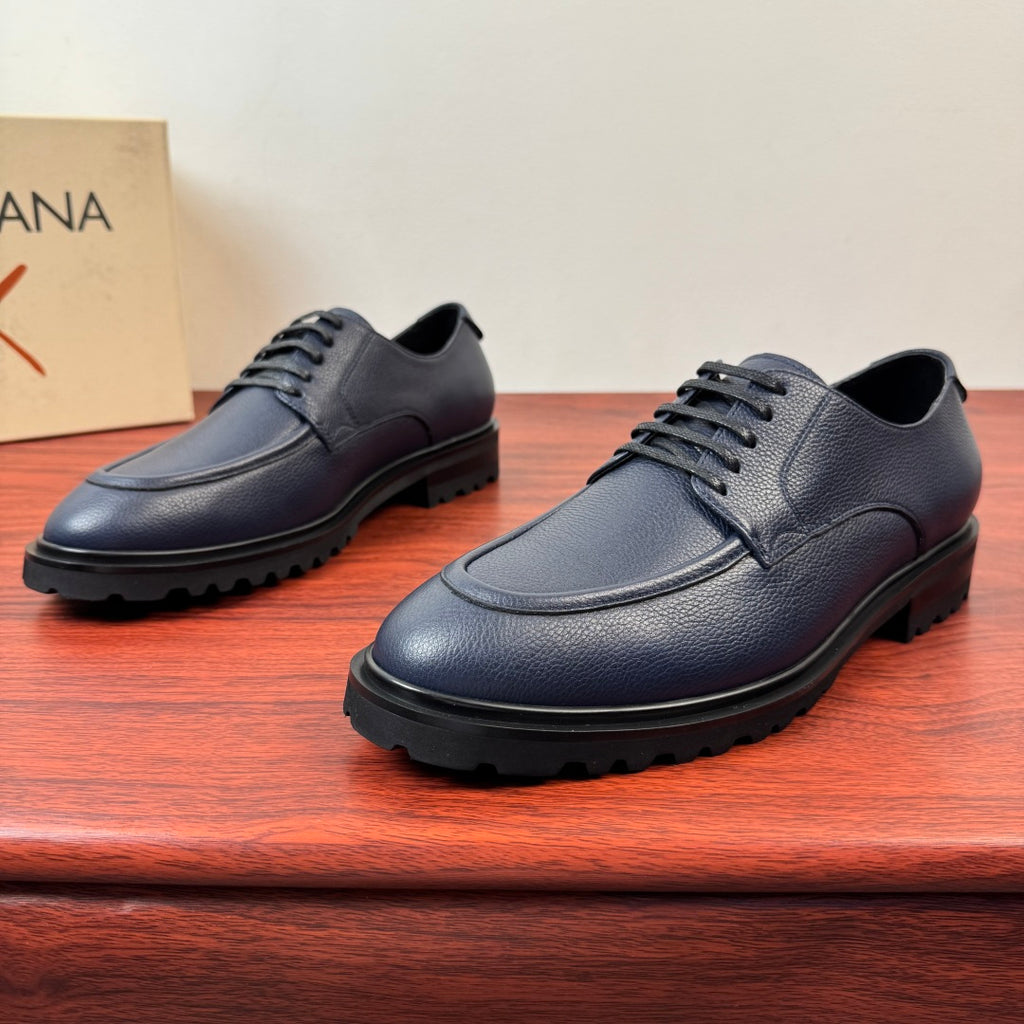 Dolce & Gabbana DG Men's Pebbled Leather Derby Shoes (Day Classic) Blue