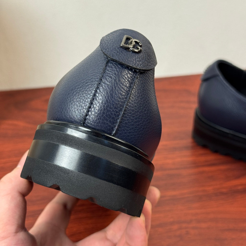 Dolce & Gabbana DG Men's Pebbled Leather Derby Shoes (Day Classic) Blue
