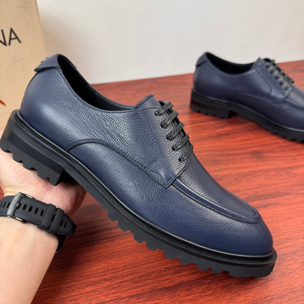 Dolce & Gabbana DG Men's Pebbled Leather Derby Shoes (Day Classic) Blue