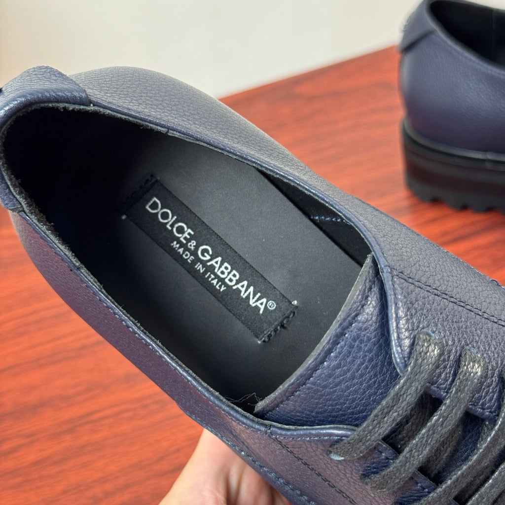 Dolce & Gabbana DG Men's Pebbled Leather Derby Shoes (Day Classic) Blue