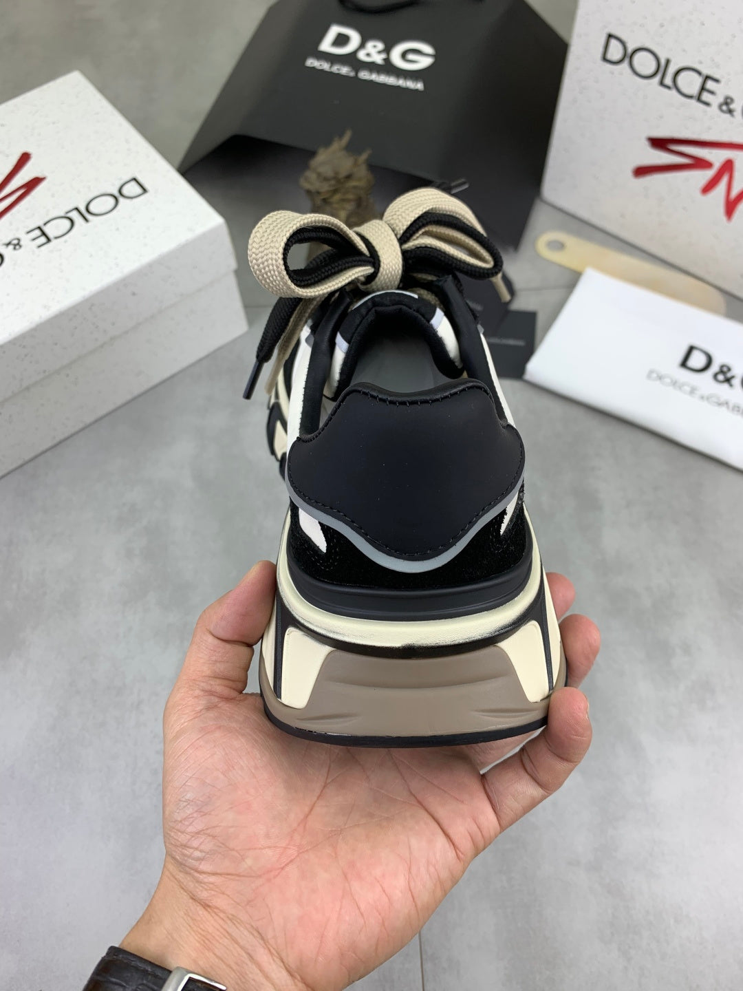 Dolce & Gabbana DG Men's Low-Top Logo Sneakers in Calfskin