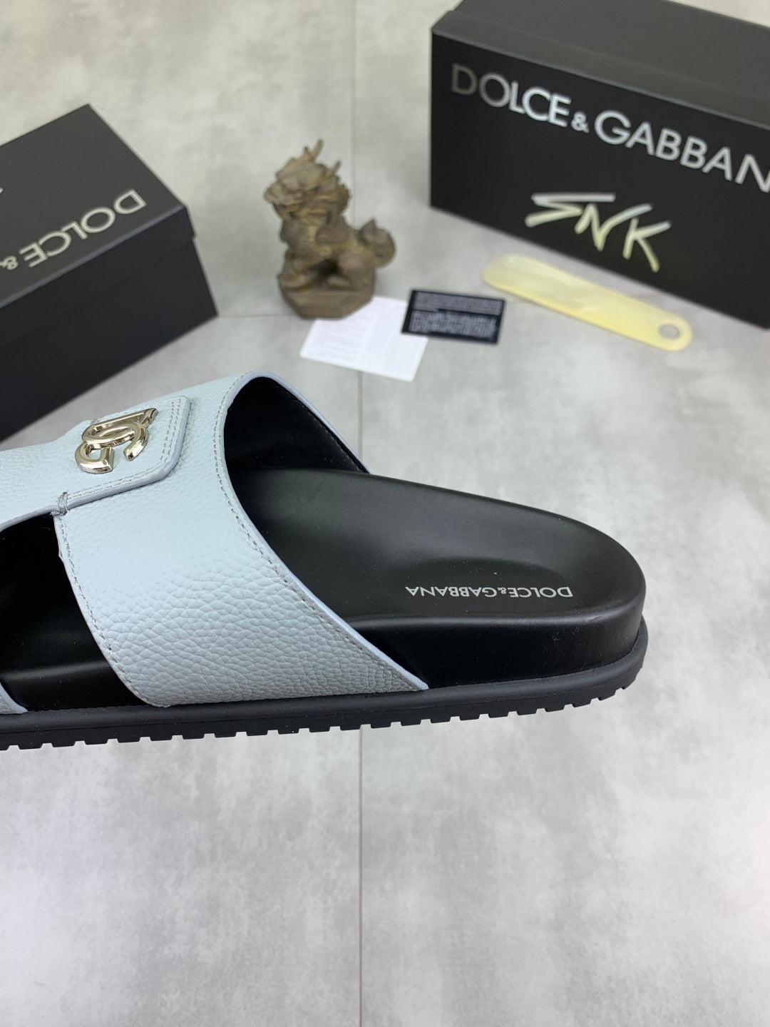 Dolce & Gabbana DG Men's Handcrafted Calfskin Slides Multi-Color