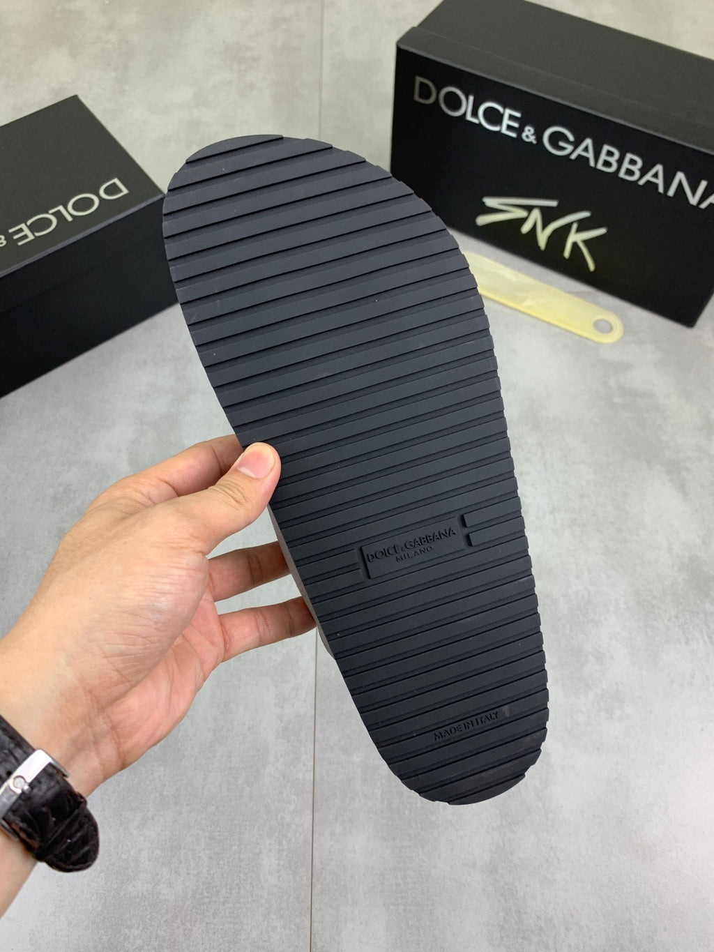 Dolce & Gabbana DG Men's Handcrafted Calfskin Slides Multi-Color