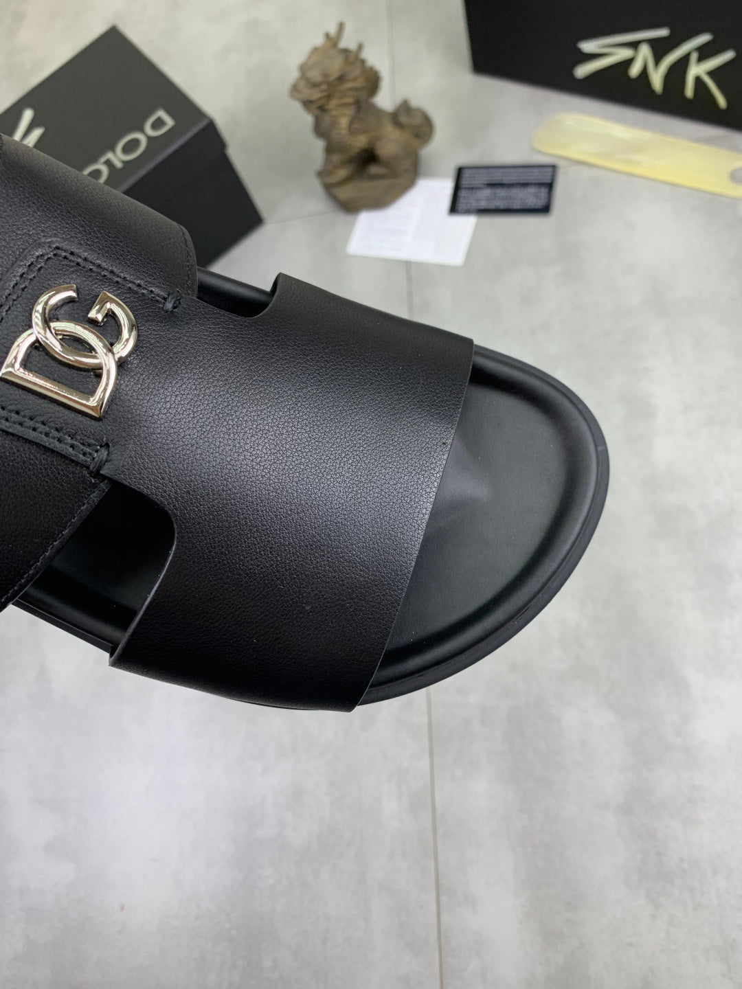 Dolce & Gabbana DG Men's Handcrafted Calfskin Slides Multi-Color