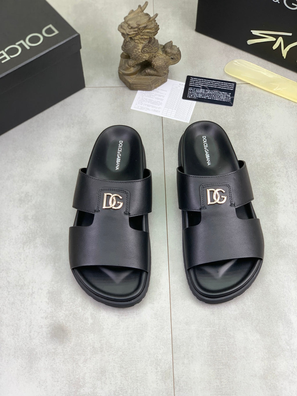 Dolce & Gabbana DG Men's Handcrafted Calfskin Slides Multi-Color