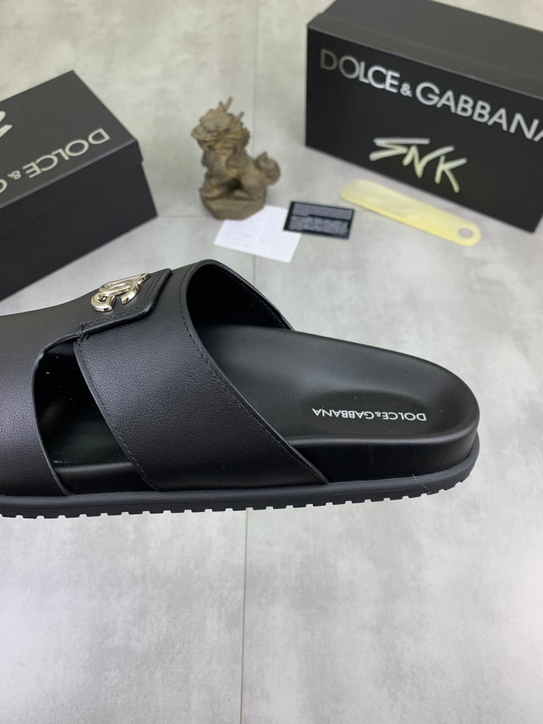 Dolce & Gabbana DG Men's Handcrafted Calfskin Slides Multi-Color